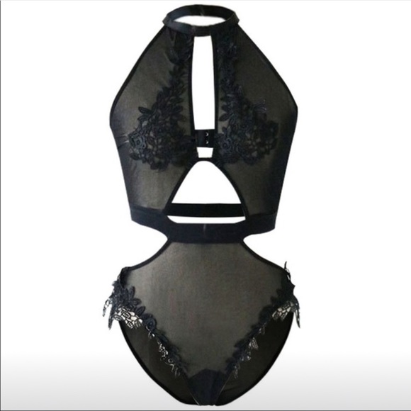 Halter sleeveless mesh lace bodysuit NWOT - Picture 5 of 8